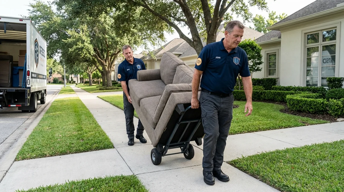 Local residential moving crew loading furniture in Moriarty, NM